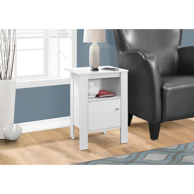 Table d'appoint, côté, bout, table de chevet, lampe, rangement, salon, chambre à coucher, stratifié blanc, transitionnel