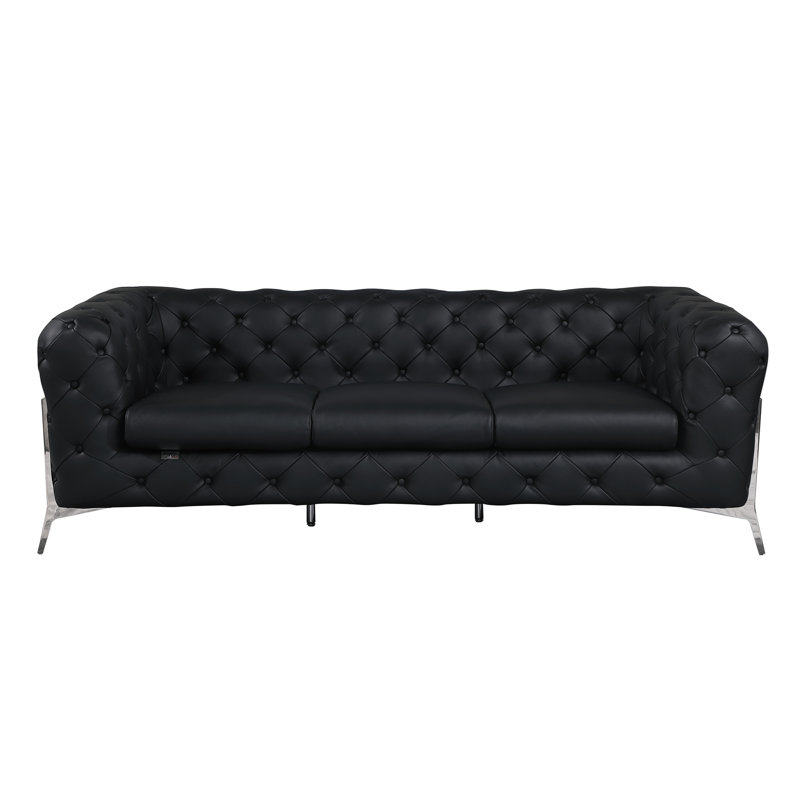 Canapé 100% cuir italien Top Grain, Noir