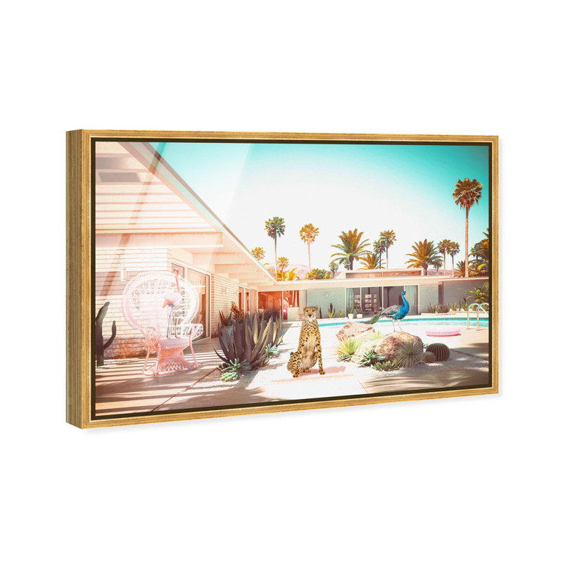 Oliver Gal Palm Springs Crew Animals - Framed Acrylic Glass Wall Art, 25" H x 37" W, Gold