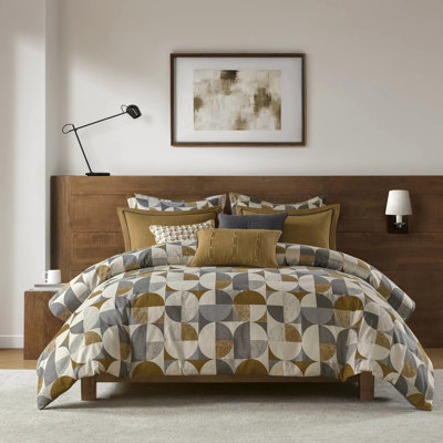 Édredon 9 pièces très grand avec un design Mid-Century, une bourre en duvet synthétique pour le confort, une housse amovible et des coussins décoratifs