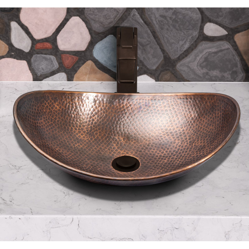 Lavabo vasque de salle de bain martelé à la main Pure Copper 19 po