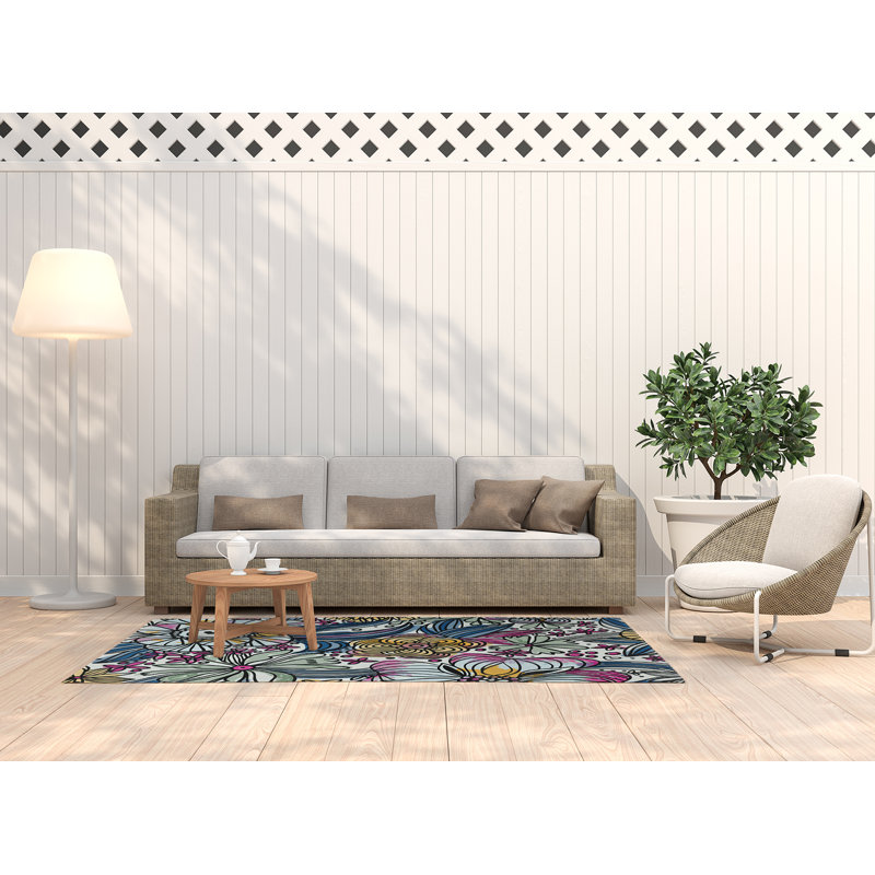 Hidemitsu Chenille Floral Indoor Rug, Rectangle 3' x 5'
