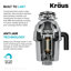 Broyeur à déchets ultra-silencieux à alimentation continue 3/4 HP KRAUS, avec cordon d'alimentation et bride inclus et support universel, KWD210-75MGR