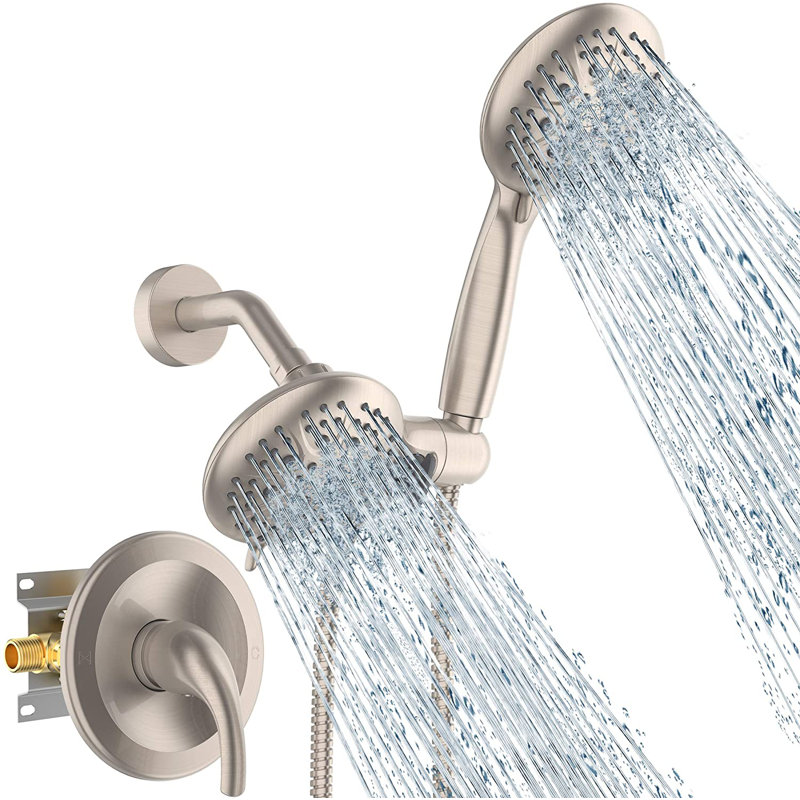 Système de douche complet avec valve brute, Nickel brossé