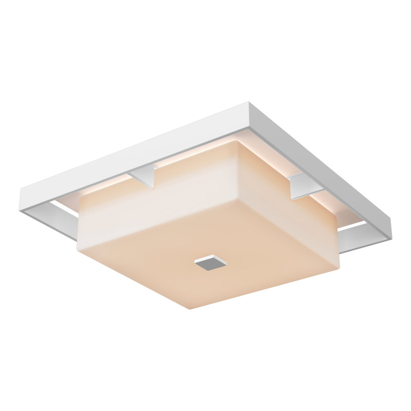 Plafonnier encastré Shadow Box, H 4,6 po x l 16,1 po x P 16,1 po, Blanc marin, Noir bord de mer