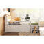 Lit mezzanine simple en blanc avec DEL et rangement - Tête de lit en forme de maison pour lit stable, tête de lit-397766113