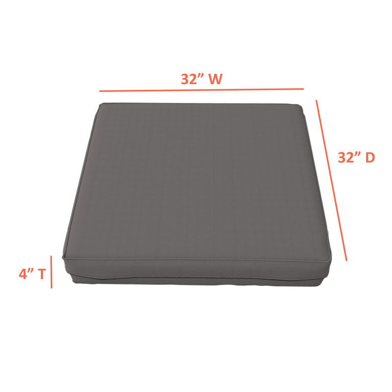 Housse carrée pour coussin de patio imperméable, Polyester gris, H 32 po x l 32 po x P 4 po