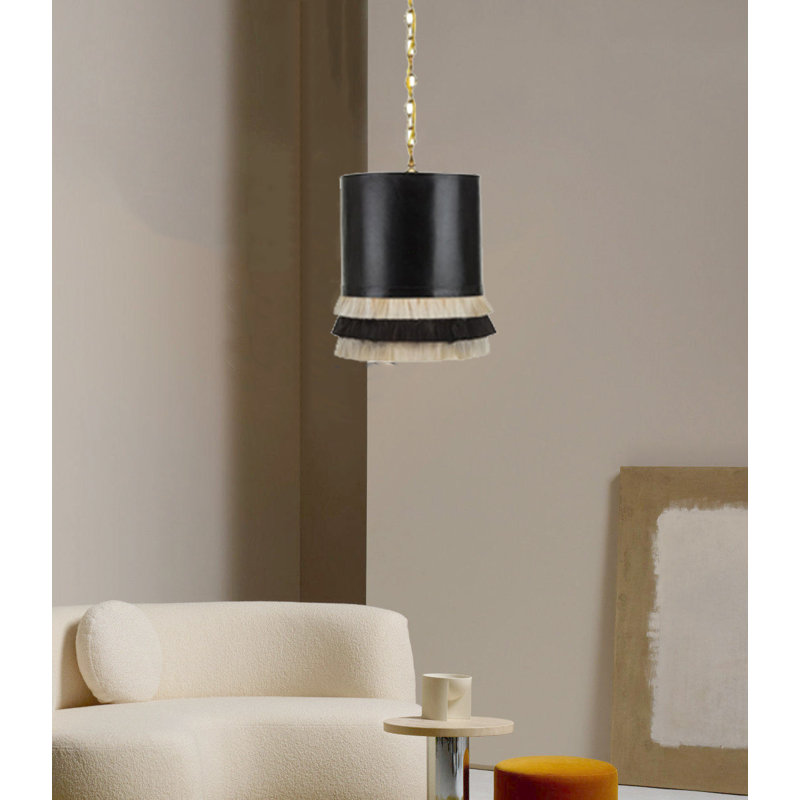 Joe Leather Pendant Lamp, 10x10x12, Black