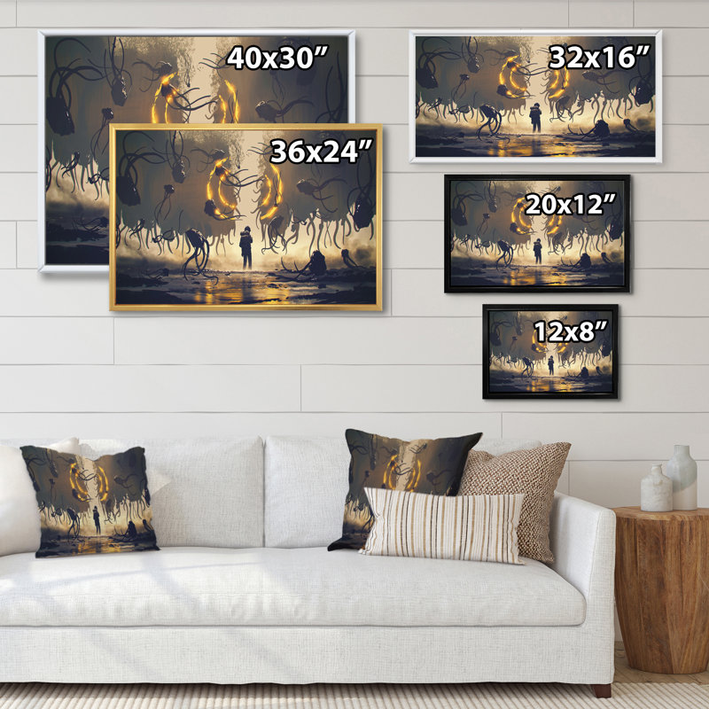 Matrice de jeu vidéo Sentinal Fight - reproduction sur toile, H 16 po x l 32 po x P 1 po, Cadre flottant noir
