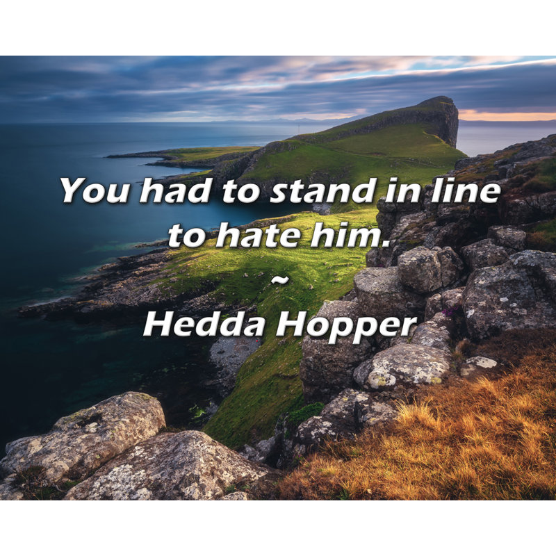 Citation de Hedda Hopper: Vous deviez faire la queue pour le détester., H 20 po x l 24 po