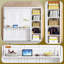 Lit escamotable double avec bureau et bibliothèque pour économiser de l'espace et une utilisation multifonctionnelle (blanc)-469550380