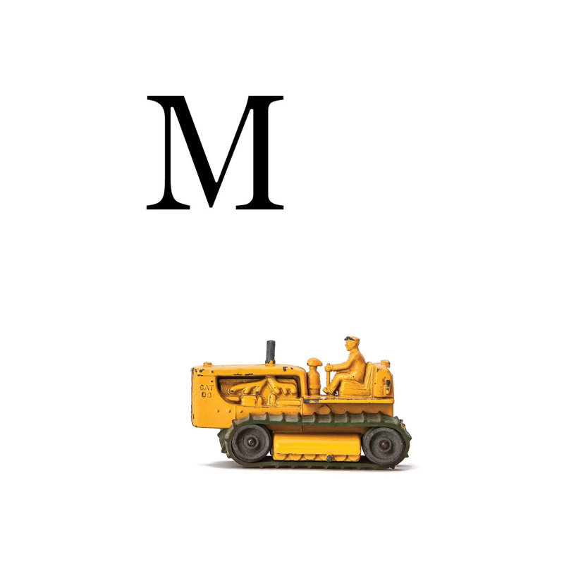 M Bulldozer Yellow White Letter - Print on Canvas, 101.6 cm H x 66.04 cm W x 1.91 cm D, Wrapped Canvas
