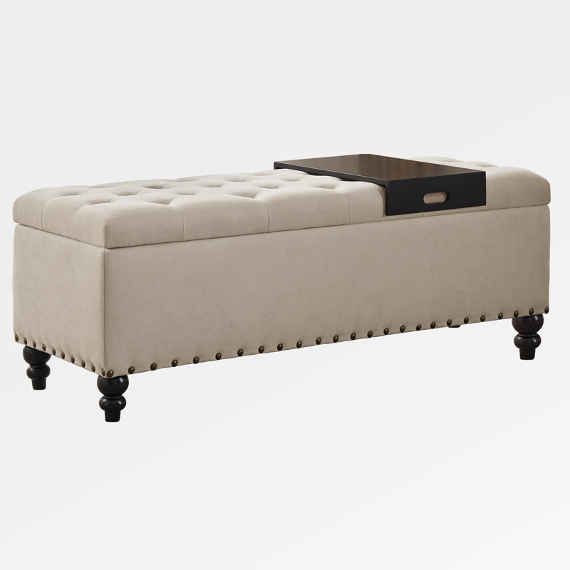 Banc de rangement capitonné Ashtin, Kaki