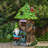 Juliete Resin Pine Cottage and Goblin Garden Statues with Solar Light(10.2 Inch)