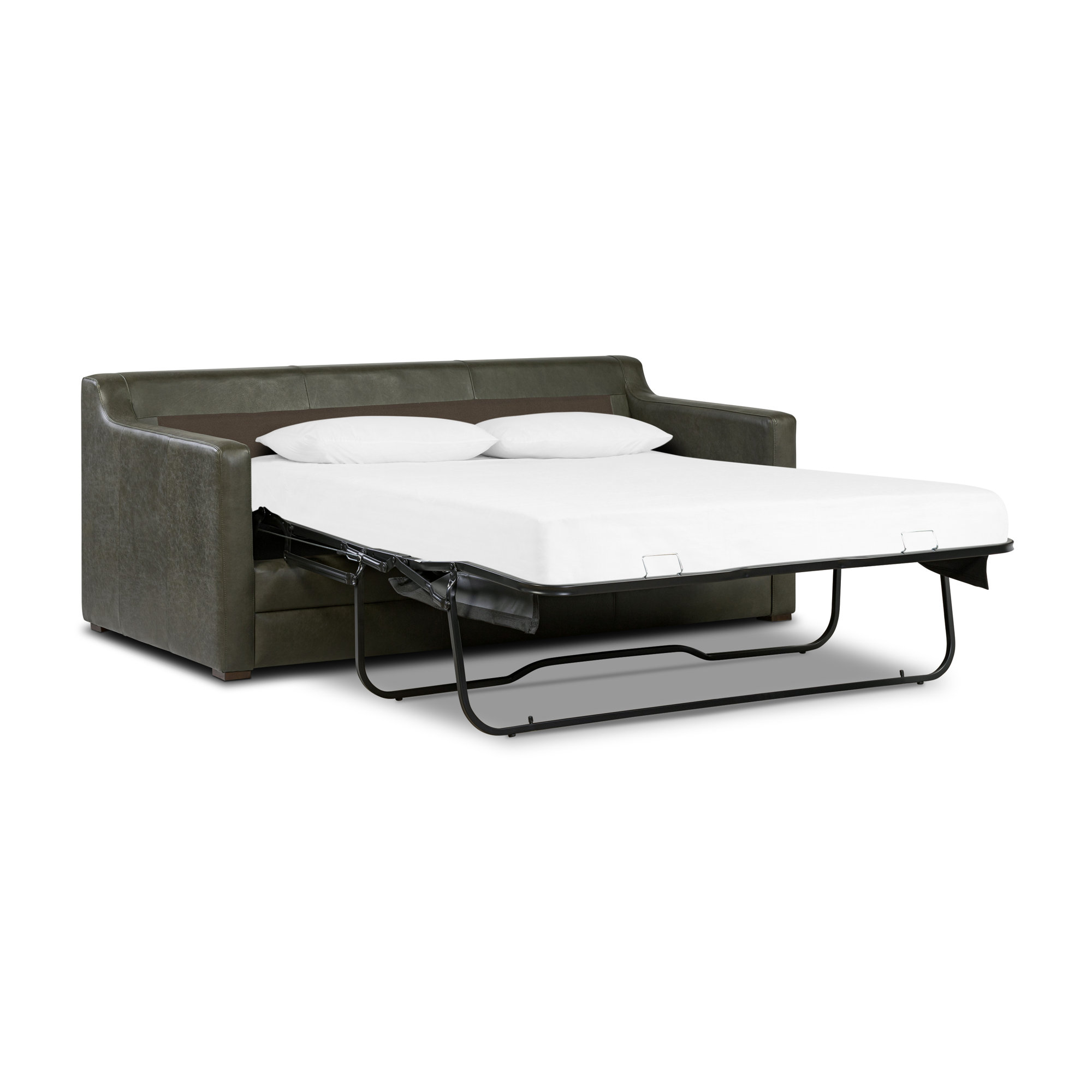 Sorrento 78" Genuine Leather Sleeper Sofa, Green