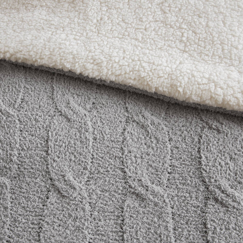 Ensembles de literie luxueux en chenille simple avec sherpa ultra-doux, gris