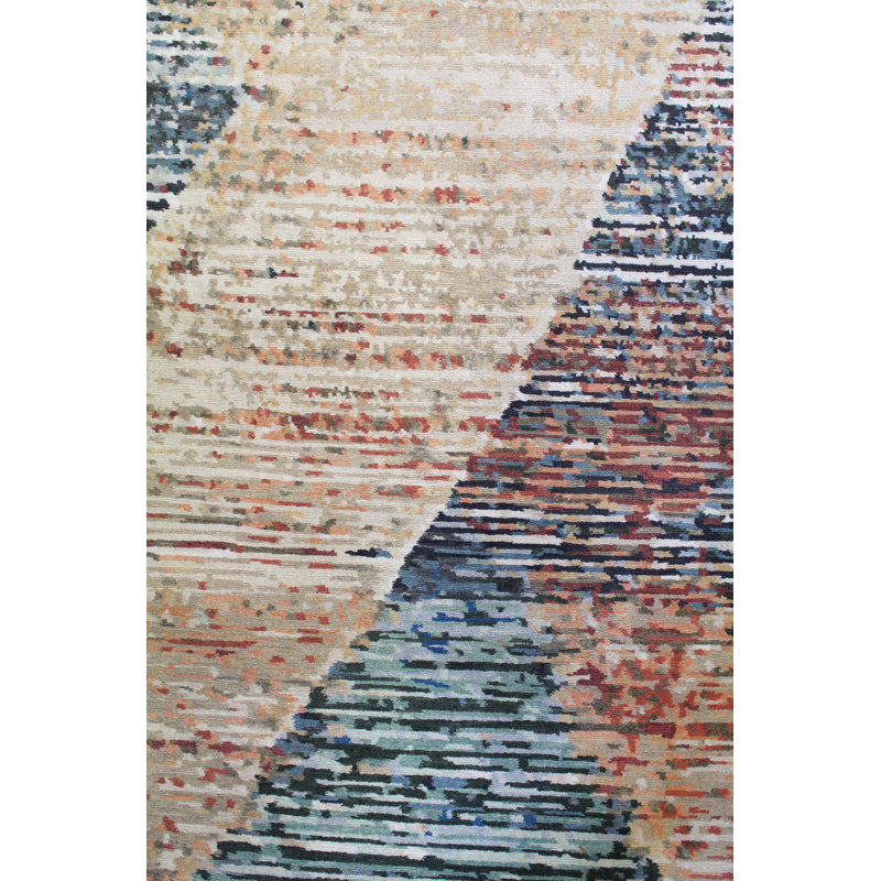 Tapis unique en laine tissé à la main 9 pi x 12 pi New Age One-of-a-Kind