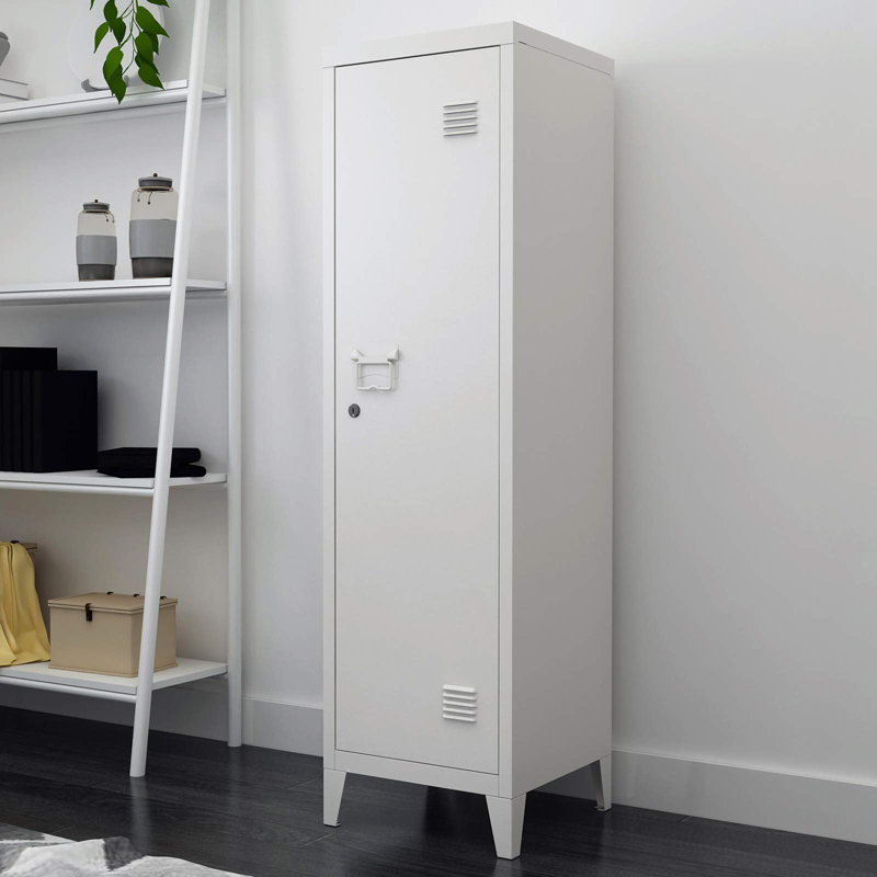 White Metal Lockable Office Storage Cabinet with Shelves