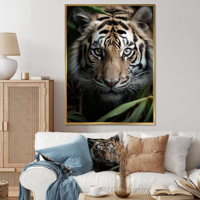 Portrait de tigre noir beige I Portrait de tigre noir beige I - Décoration murale animaux