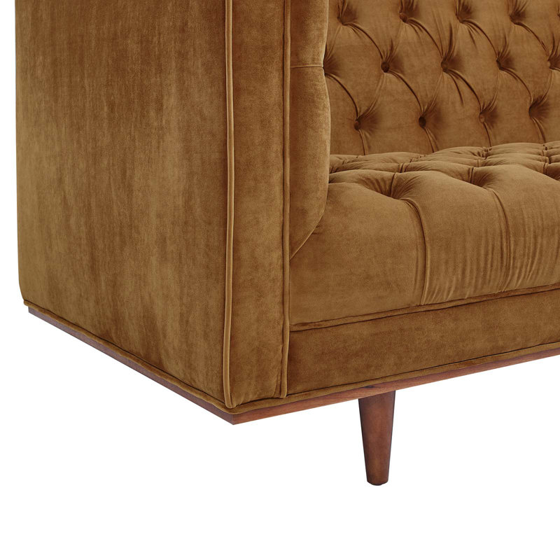 Elation Tufted Performance Velvet Sofa, Cognac Velvet