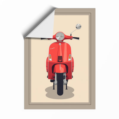 Vintage Vespa Red Retro 1 Piece Wall Art