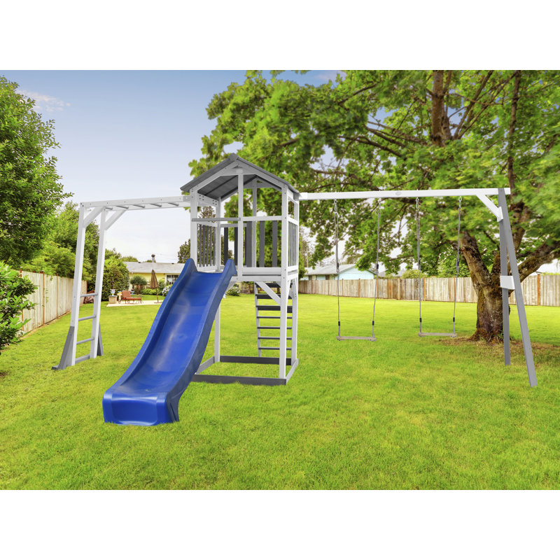 AXI Hemlock Swing Set with 2 Swing(s) , 1 Slide(s), Blue