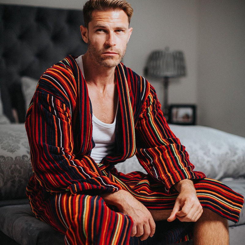 100% Cotton Mid-Calf Bathrobe with Pockets, M