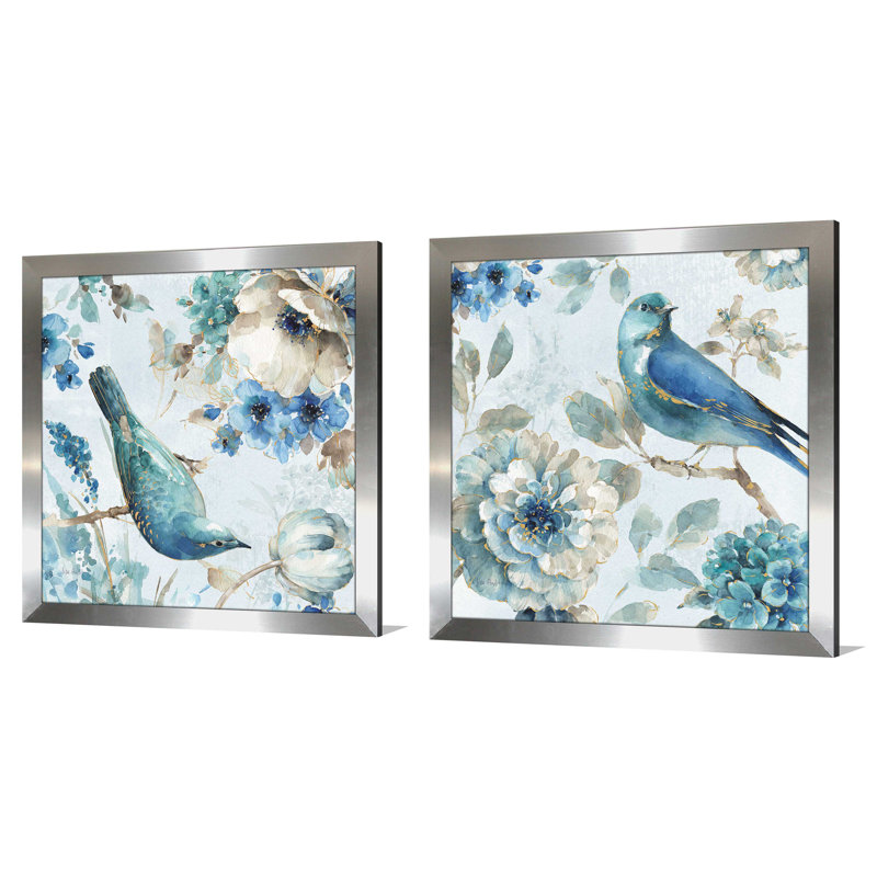 " Indigold II " 2 - Pieces, 21.5" H x 43" W x 0.75" D, Silver Framed