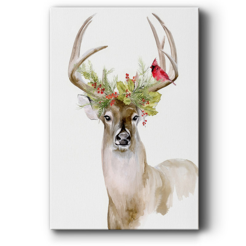 «Holiday Deer I» sur toile, H 48 po x l 32 po x P 1,5 po