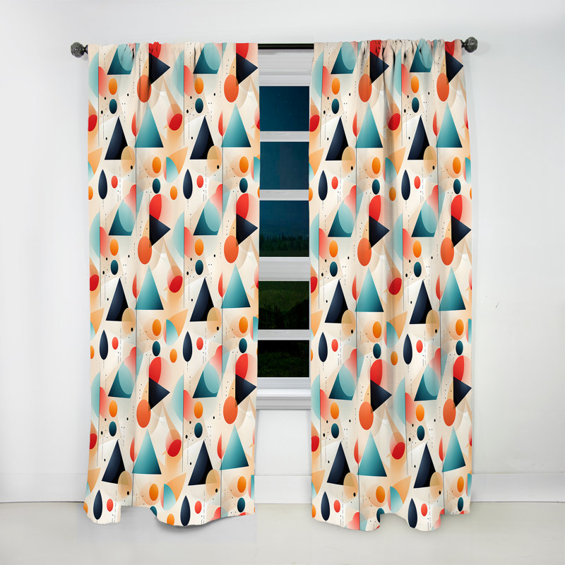 Mid-Century Modern Geometrics - Rideau Mid-Century - Velours obscurcissant - 1 panneau, L 52 po x L 120 po