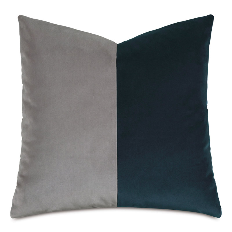 Studio 773 Lifestyle Velvet Colorblock Decorative Pillow Cover & Insert, Peacock/Gray