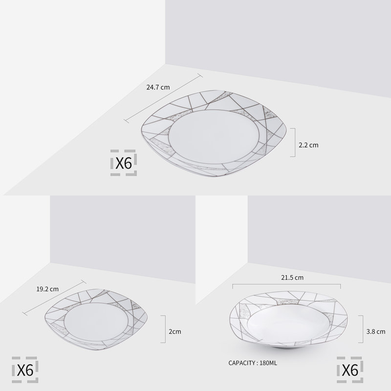  18-Piece 7.5" Dinner Plate Set