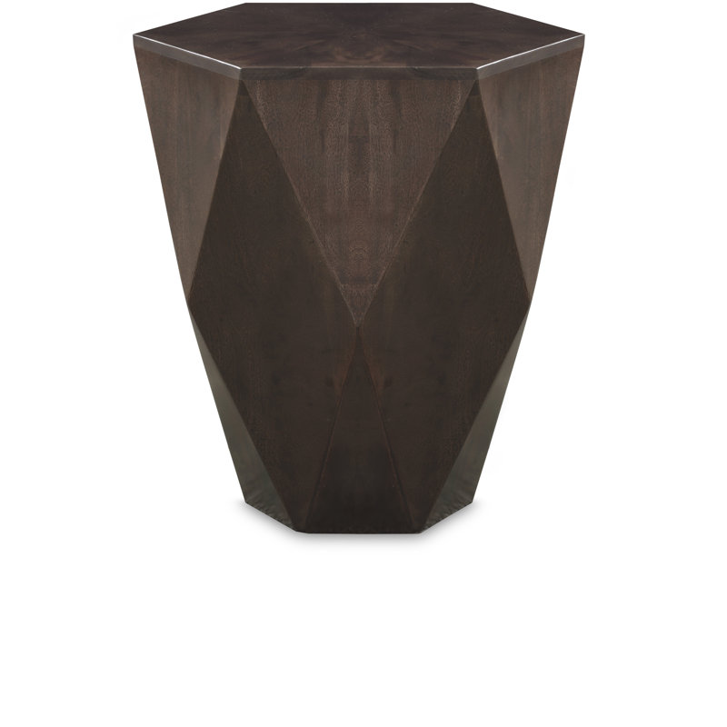 Diamante Oak Veneer Diamond Shaped End Table, Brown
