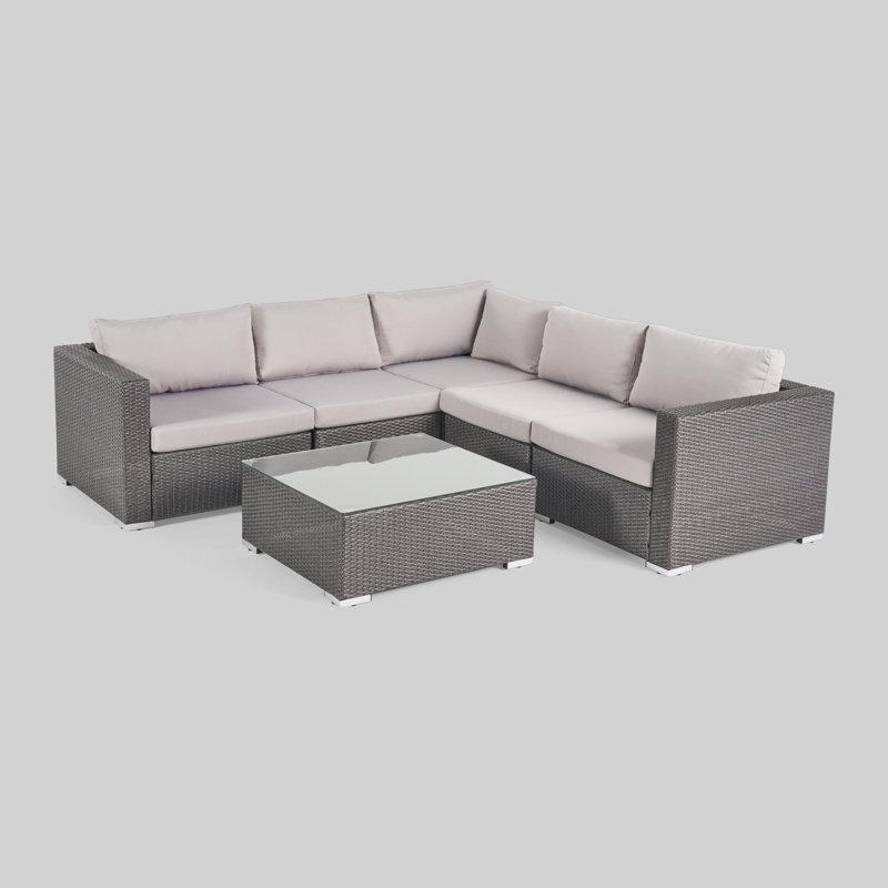 Josselyn 4 - Person Modular Patio Conversation Set with Cushions, Silver Gray