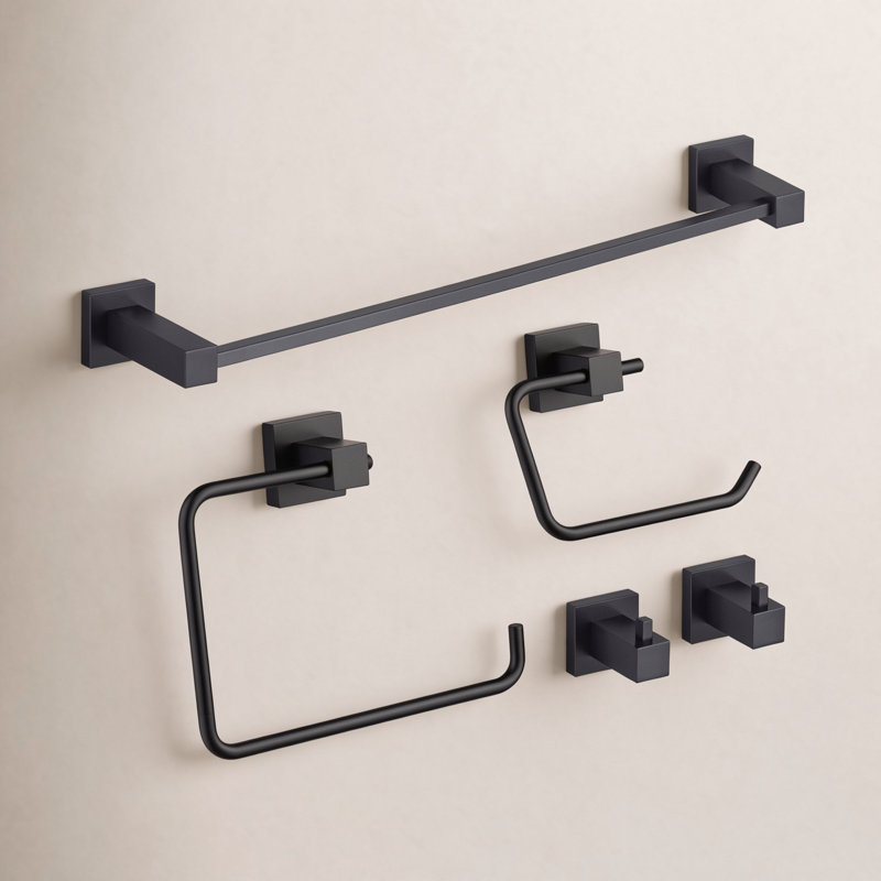 Ensemble de quincaillerie de salle de bain cubique 5 pièces, Nickel brossé