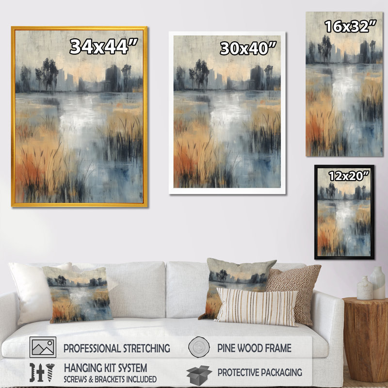 «Golden Path In The France Countryside», art mural sur toile, abstrait gris, H 20 po x l 12 po, Cadre flottant, Brun