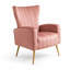 Fauteuil à oreilles en velours avec pieds en métal doré et fauteuil rembourré moderne