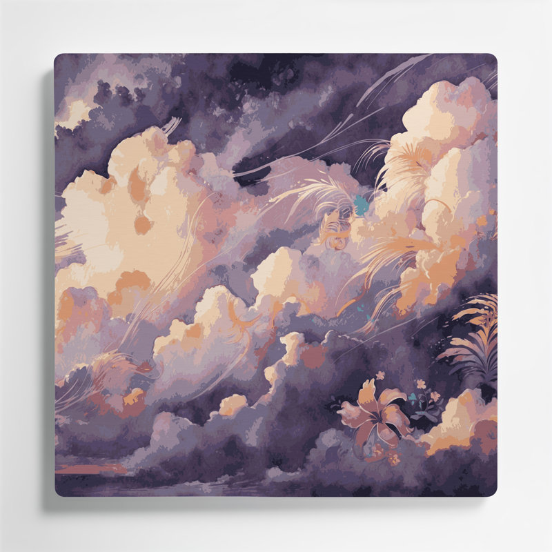 Art mural hawaïen nuage en métal rose, H 16 po x l 16 po