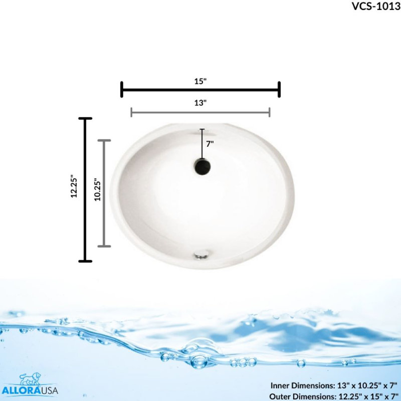 Allora USA 12.25'' White Vitreous China Oval Bathroom Sink with Overflow