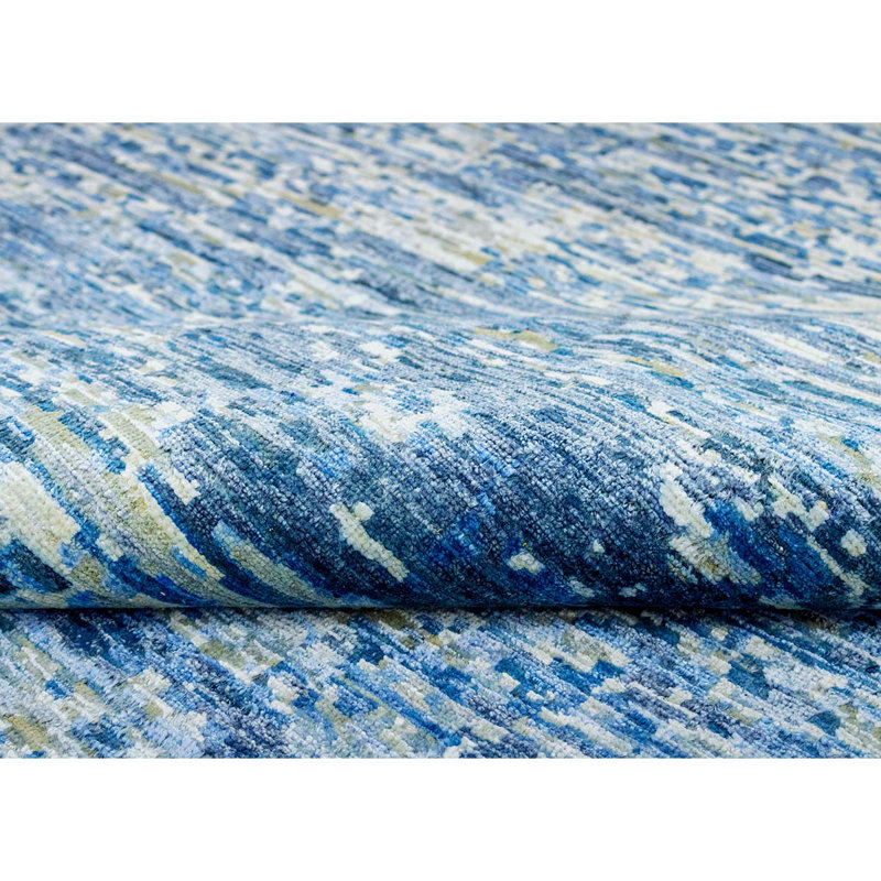 Hand Knotted Abstract Area Rug, Rectangle 9' x 12'