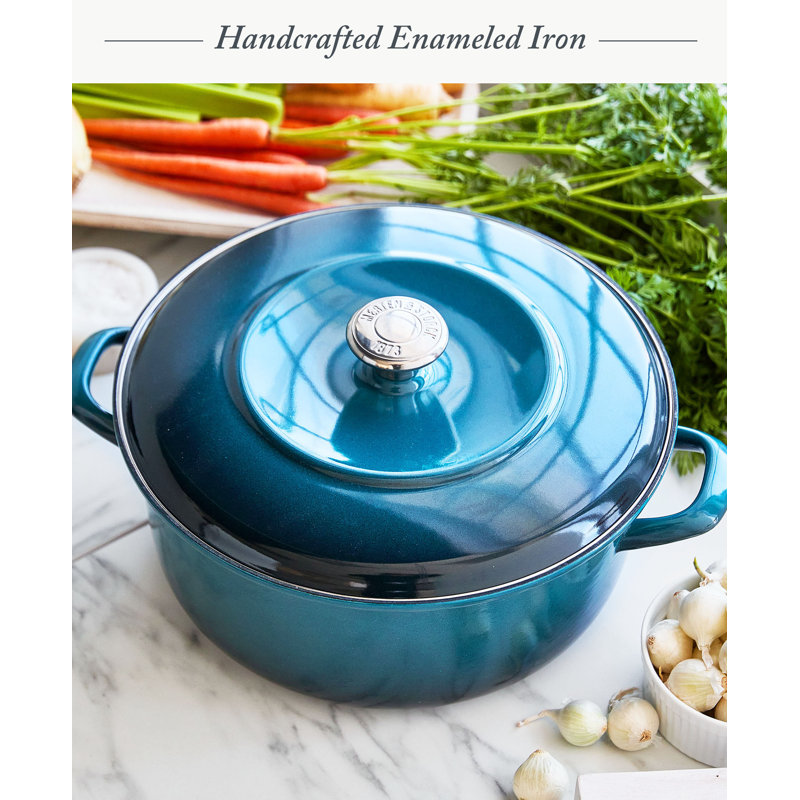 Aegean Teal Enameled Cast Iron Round Dutch Oven with Lid