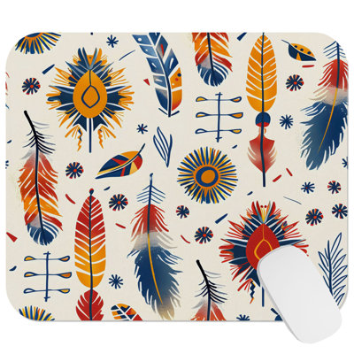 Boho Feather Dreams VII Bohemian Gaming Cute Office Laptop Desk Pad Gift Mat Square Rectangle Non-Slip Mousepad