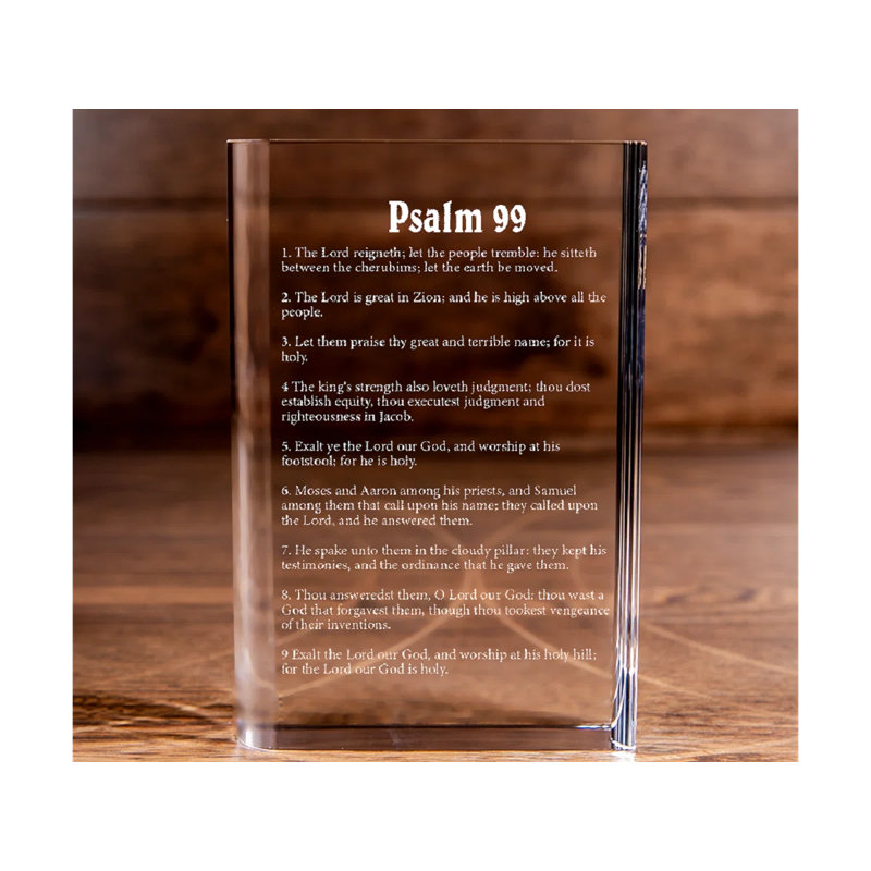Jessamae Psaume 99 gravé au laser en cristal livre élégant et croyant pour les croyants dévoués, H 8 po x l 6 po x P 2 po