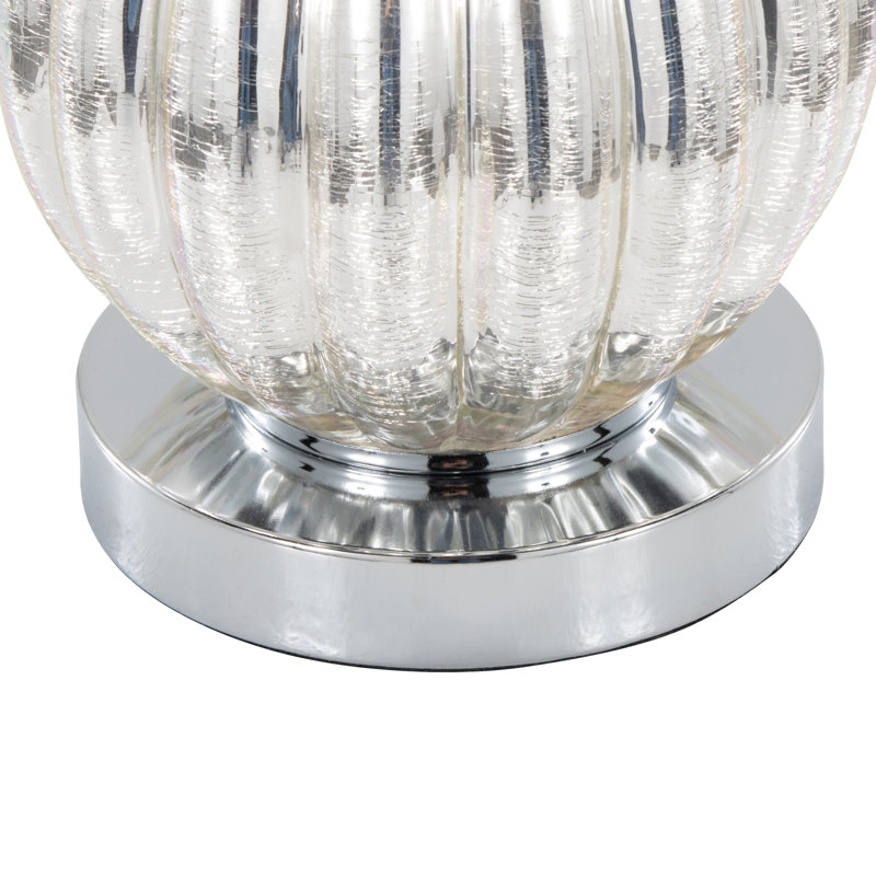 Ensemble de lampes de table en verre craquelé 27 po Rami, Argent argent, H 27 po x l 14 po x P 5,5 po, White