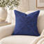 Housse de coussin décorative 100 % coton appliqué floral géométrique bleu-106013813
