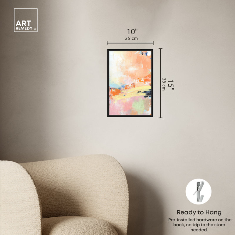 «Bright Seascape Boho Abstract» par Art Remedy, Cadre noir, H 16 po x l 11 po