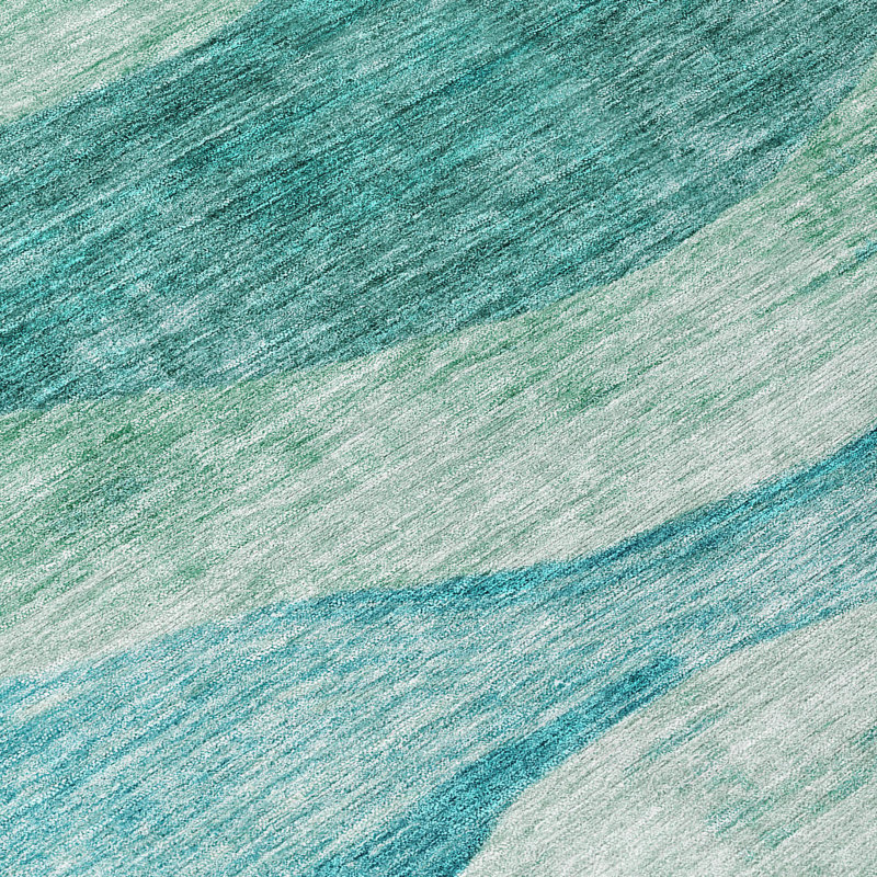 Louisa Teal Washable Indoor-Outdoor Rug - , 2'6" x 3'10"