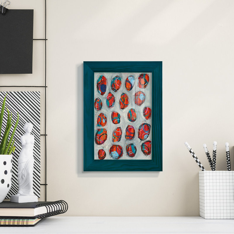 Gelson Abstract Circles I, encadré sur papier, H 6 po x l 4 po x P 1 po, Bleu