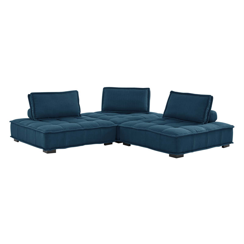 Canapé 3 pièces Saunt, Polyester bleu
