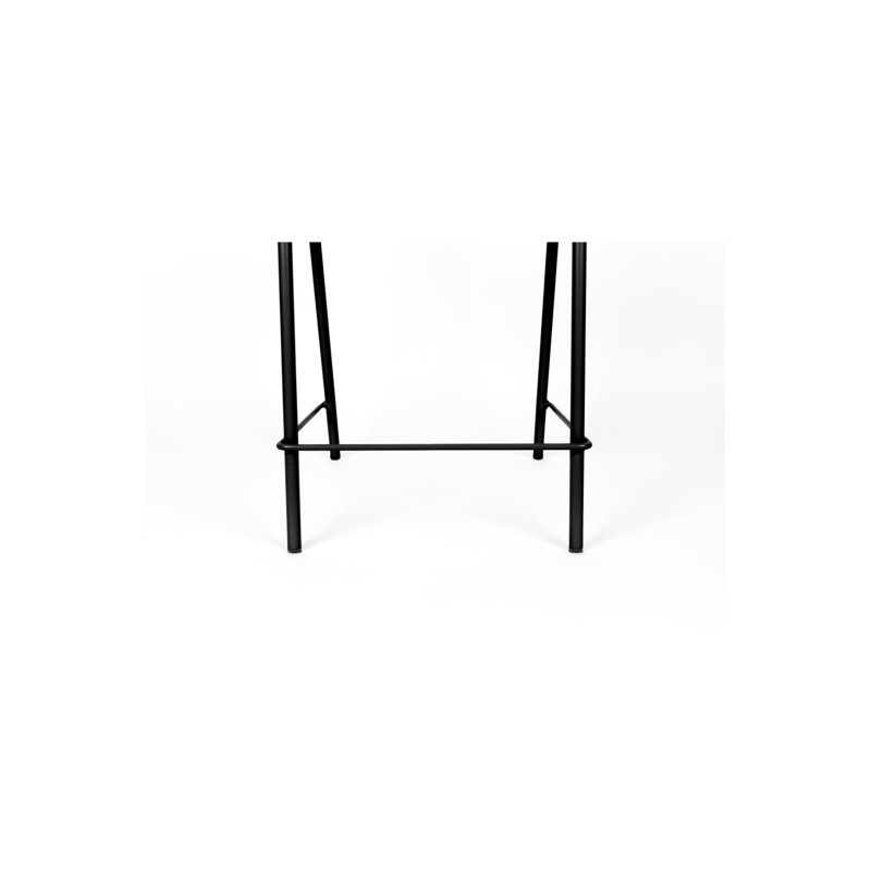 Bauhaus Inspired Black Steel and Wood Counter Stool with Rattan Seat
